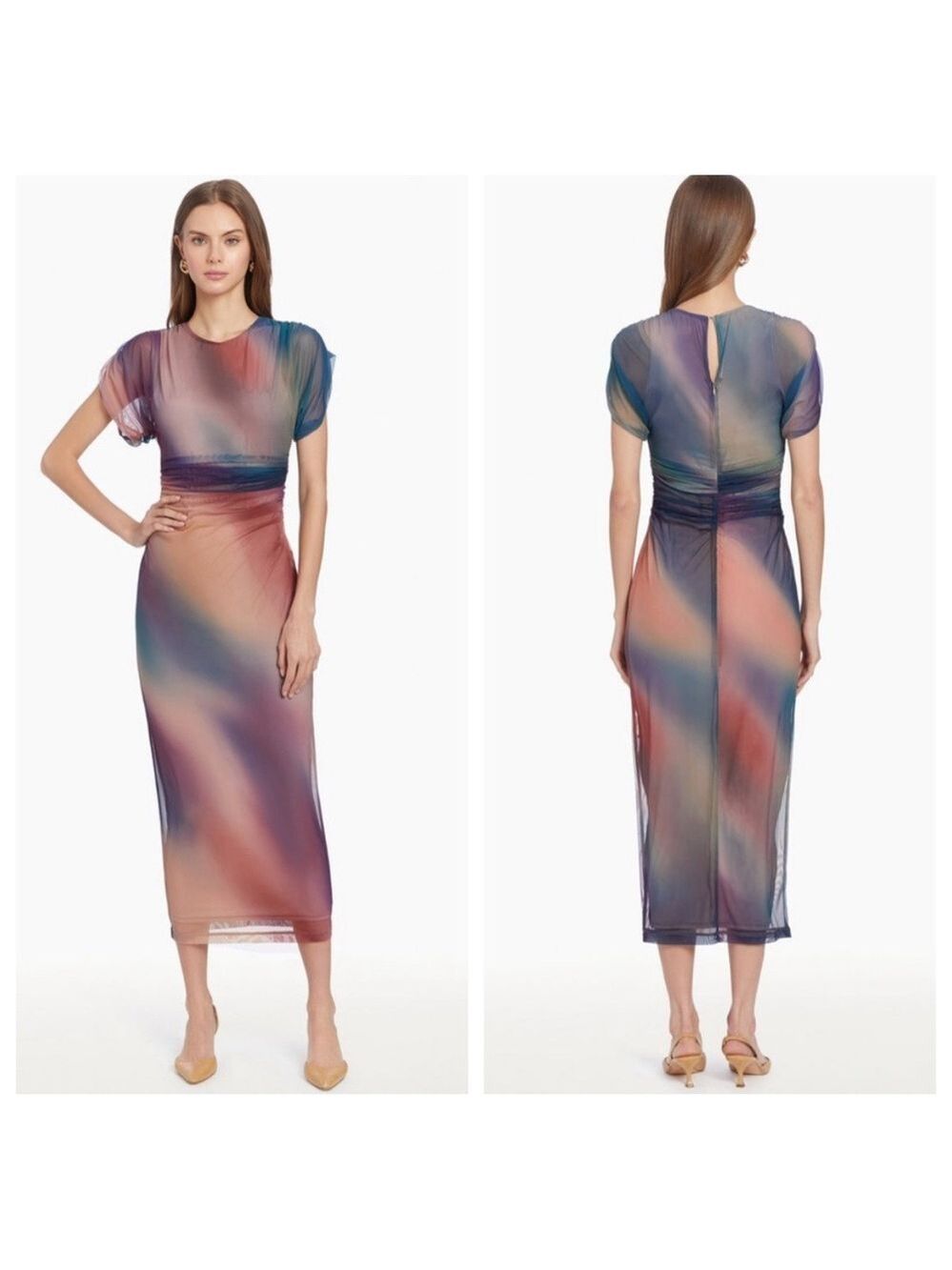 Amanda Uprichard Celestia Tie-Dye Multi Color Midi Dress Size Small NWT